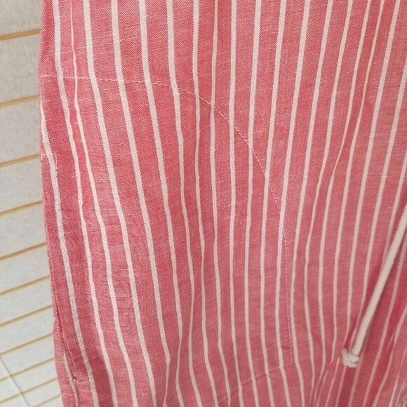 Mododoc Striped Dress Size Small Red Stripe Oversized Fit Linen Blend Adj Waist - Picture 4 of 9